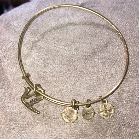 Alex and Ani Dove Bird Gold Charm Bracelet adjustable Bangle boho glam - Picture 3 of 3
